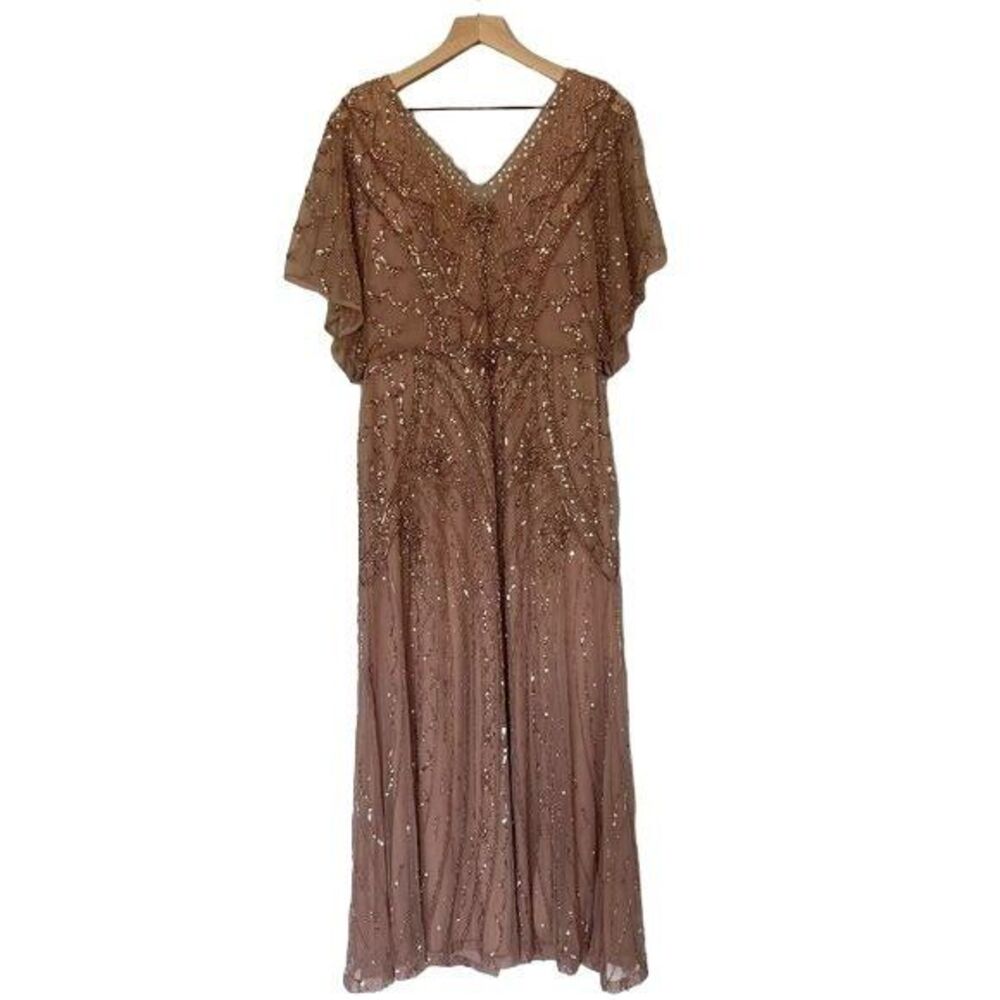 Christina Wu Beaded Rose Gold Size 16 Gown XL Dress Elegance 17943